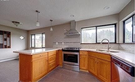 New Kitchen range, counters and cabinets