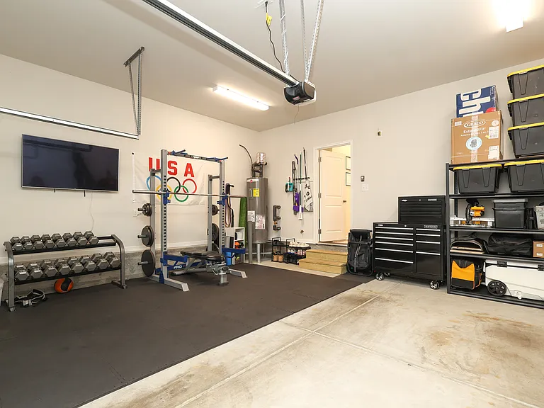 Large two-car bay garage with EV charger included