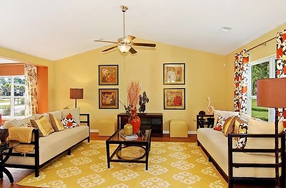 Living Room with Vaulted Ceilings - Ranch Style Home