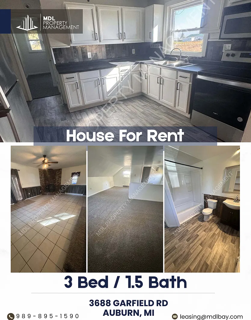 3 bed / 1.5 bath home with Pole Barn and Shed in Auburn, MI! — Photo 1