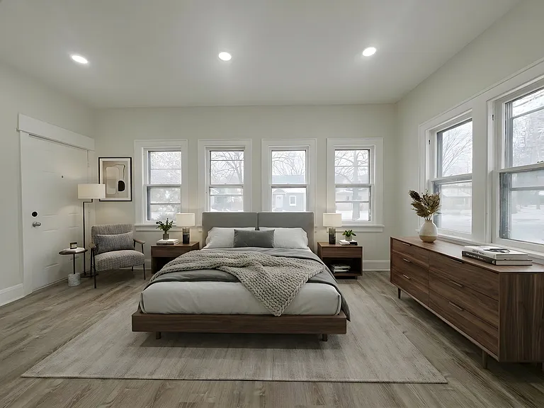 Bedroom 3 is large and has a lot of windows/natural light. Could also be used as a dining room, additional living room, or office
*This photo is virtually staged