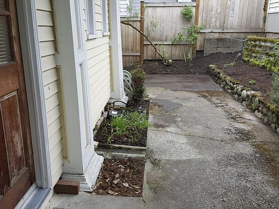 Back patio with shared garden area