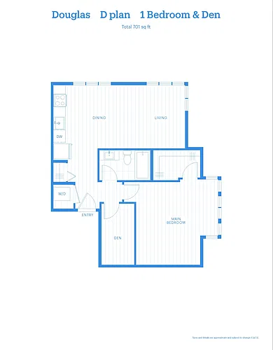 Floor plan 1 Bed + den - D Plan