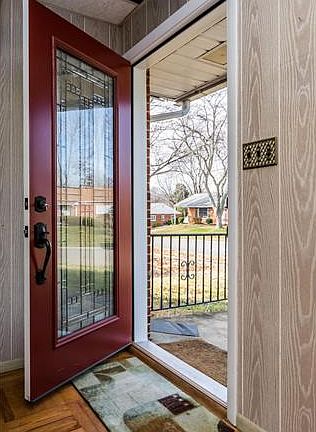 Leaded full glass front door with storm door