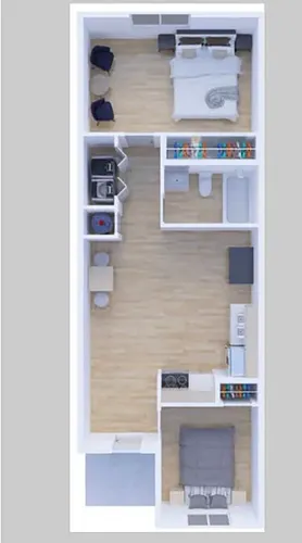 Floor plan two bedroom and one bath