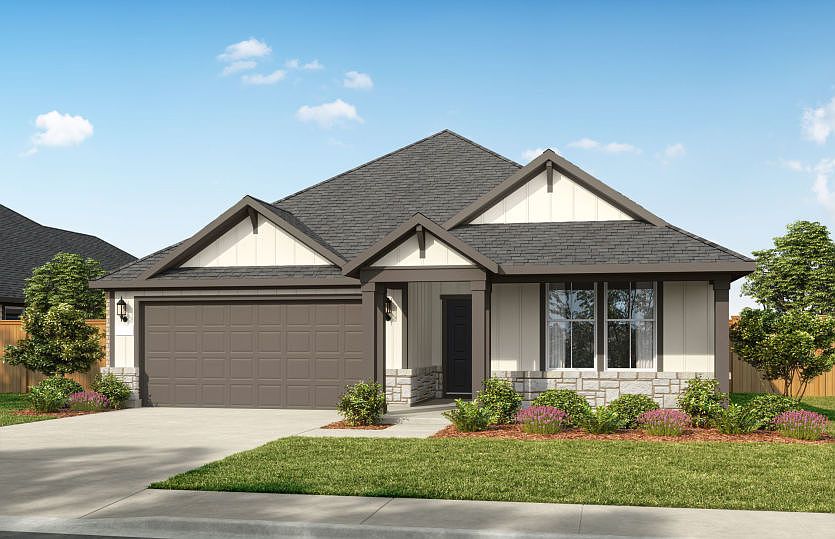 Exterior HC202, a one-story new construction home with a 2-car garage
