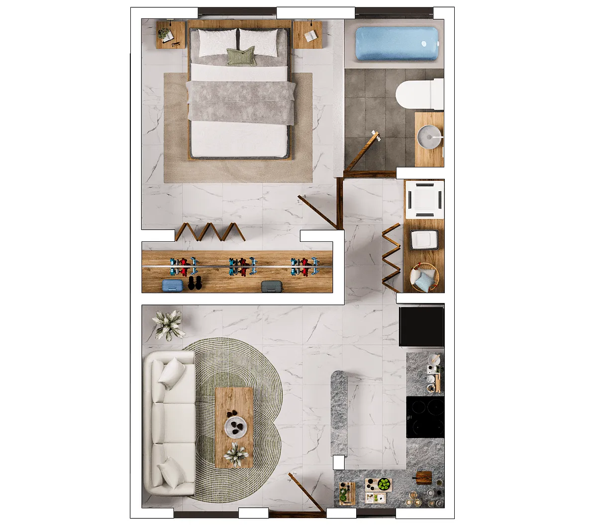 Floor plan 1 Bedroom, 1 Bathroom