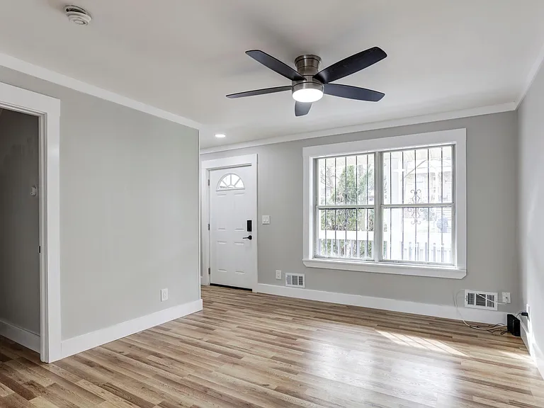 Living room (storage closet on left)