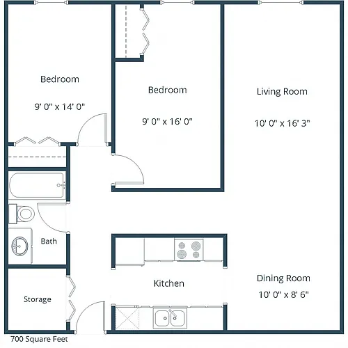 Floor plan Two Bedroom 21A