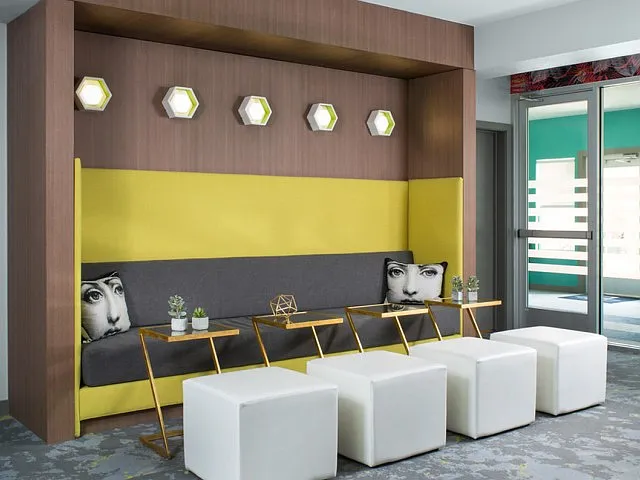 Community lounge for residents of Avia Lowry apartments in Denver Colorado.