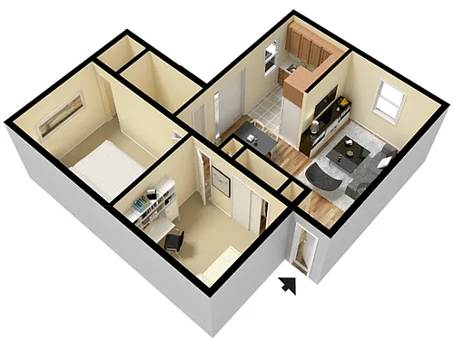 Floor plan 2 Bed 1 Bath