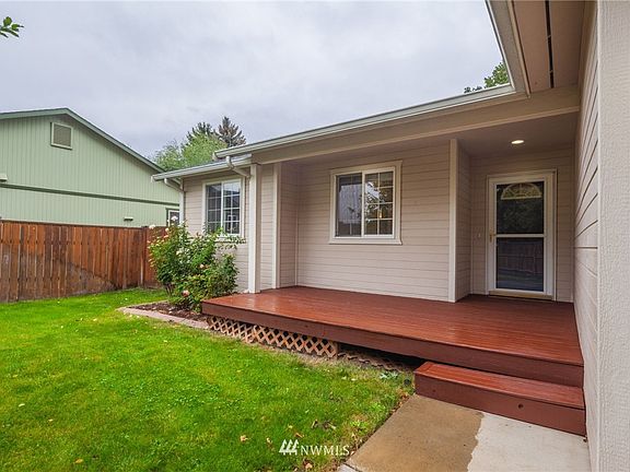 Freshly stained front porch 