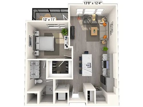 Floor plan A2.2 1x1 723 SF