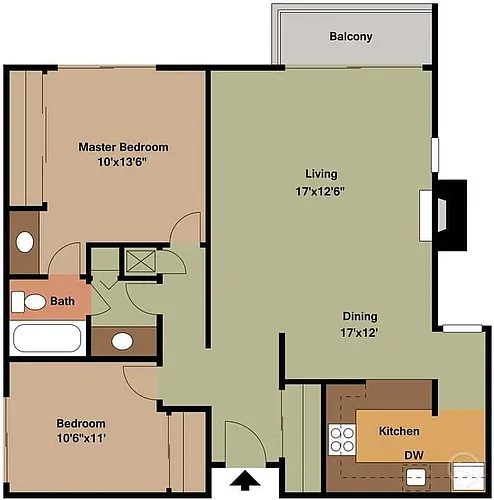 Floor plan Waterman - 2 Bedroom