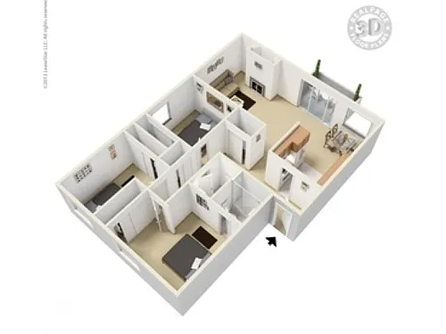 Floor plan Three Bedroom/ Two Bath