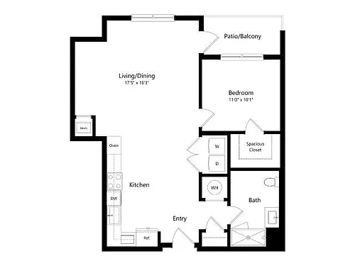 Floor plan A8-G2 | 1 Bed | 1 Bath