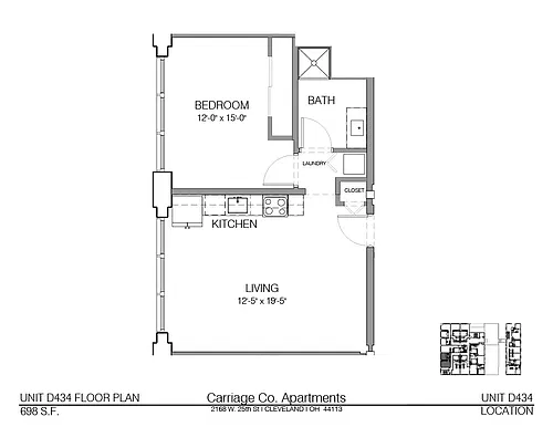 Floor plan c1-698 - 1 bed, 1 bath