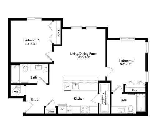 Floor plan B2 - 40% AMI