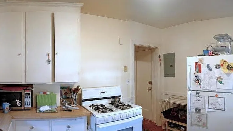 Kitchen with gas range and oven