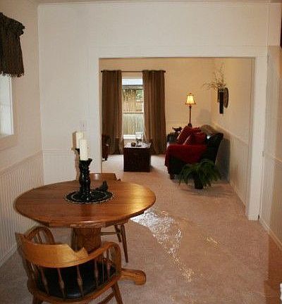 View from Kitchen through Dining Room to Living Room