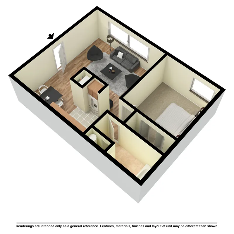 Floor plan 1 Bed Large