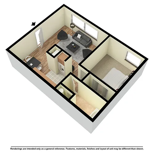Floor plan 1 Bed Large