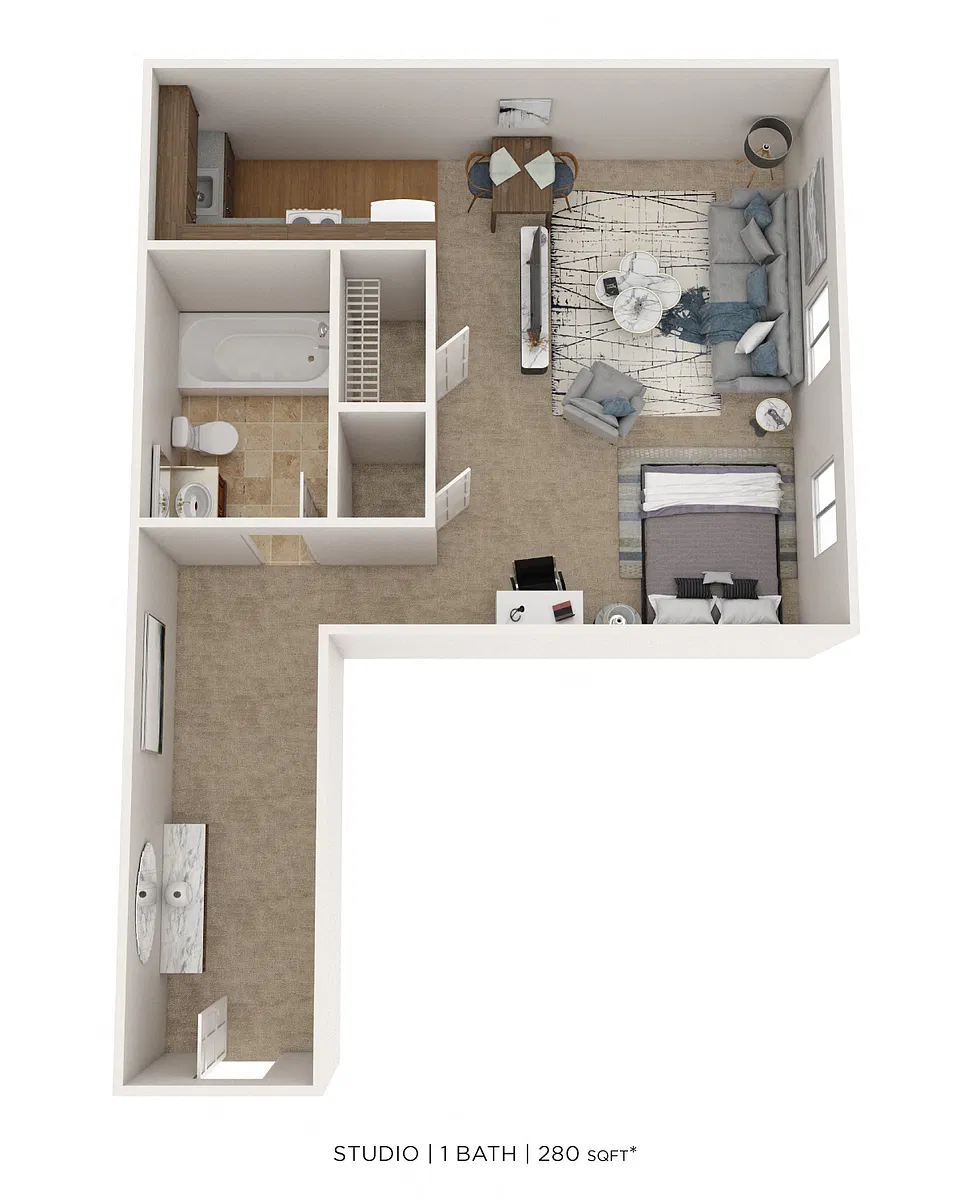 Floor plan Studio - 280 sqft