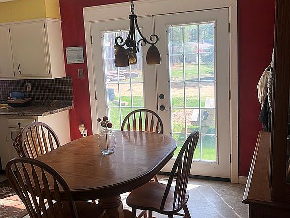Dining area with French door
