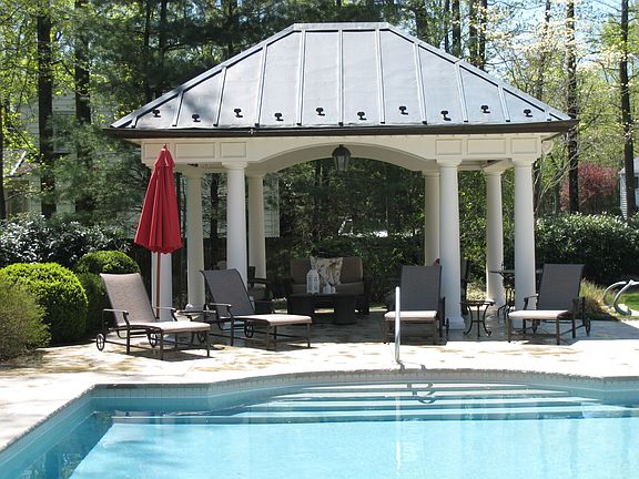 Copper roof pool pavilion