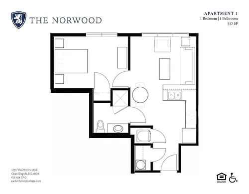 Floor plan 1 Bedroom 1 Bath