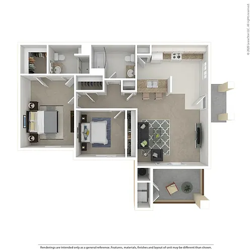 Floor plan 2 Bed 2 Bath