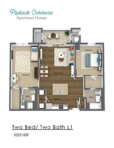 Floor plan Two Bedroom Two Bath