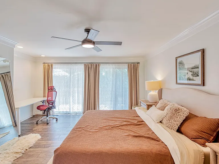 Room contains private workspace as well as direct access to private deck!