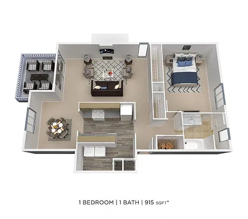Floor plan One Bedroom - 915 sqft
