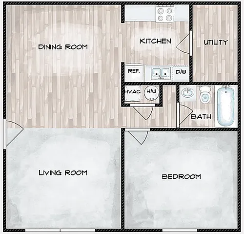 Floor plan Platinum 1BR 1BA