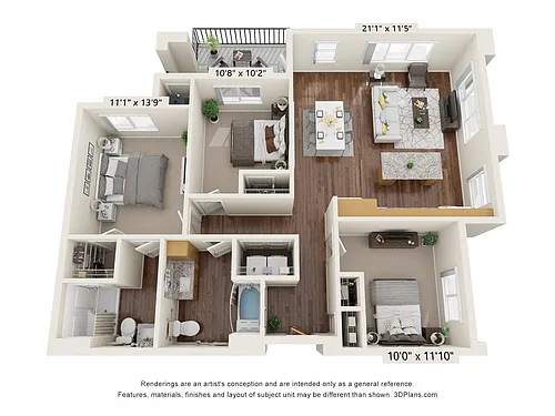 Floor plan Three Bedroom A (Wheelchair Accessible)