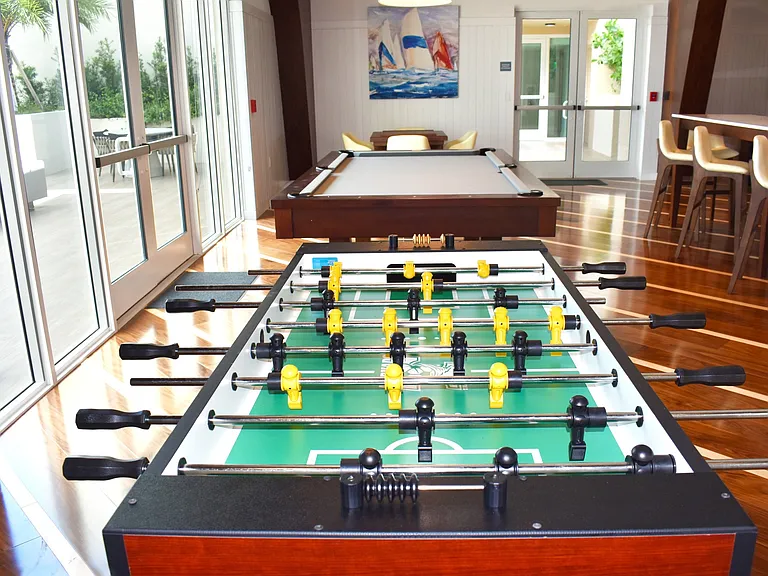 Enjoy a game of Foosball or Billiards