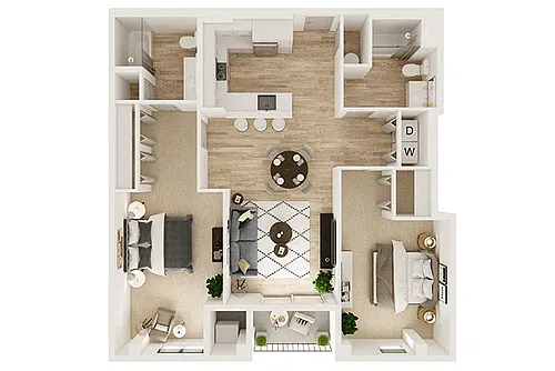 Floor plan Two Bedroom Two Bath 2D