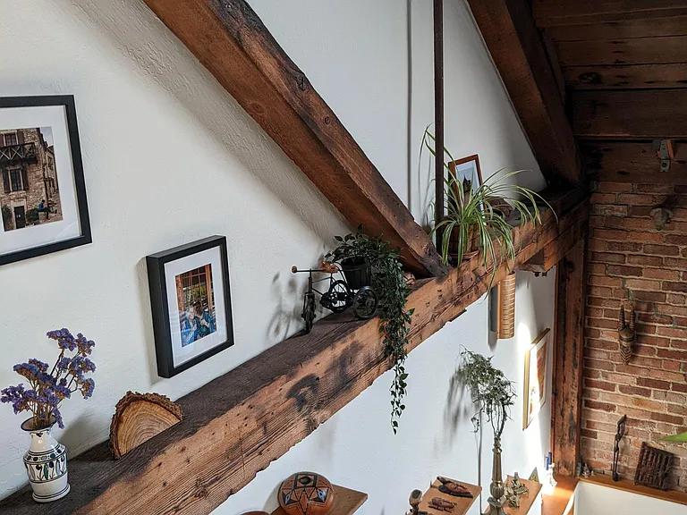 View down the stairs