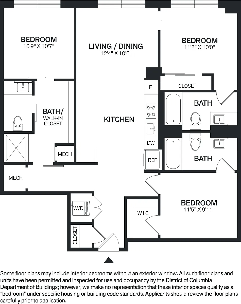 Floor plan 3 Bed/3 Bath PH-C2P