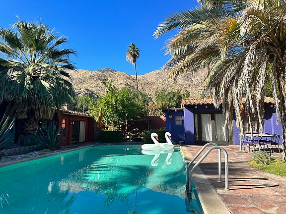 Looking down pool towards casita and the mountains