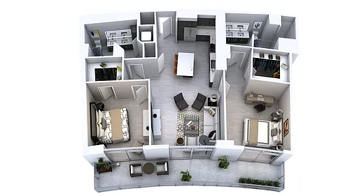 Floor plan Two Bedroom Two Bath (1,214)