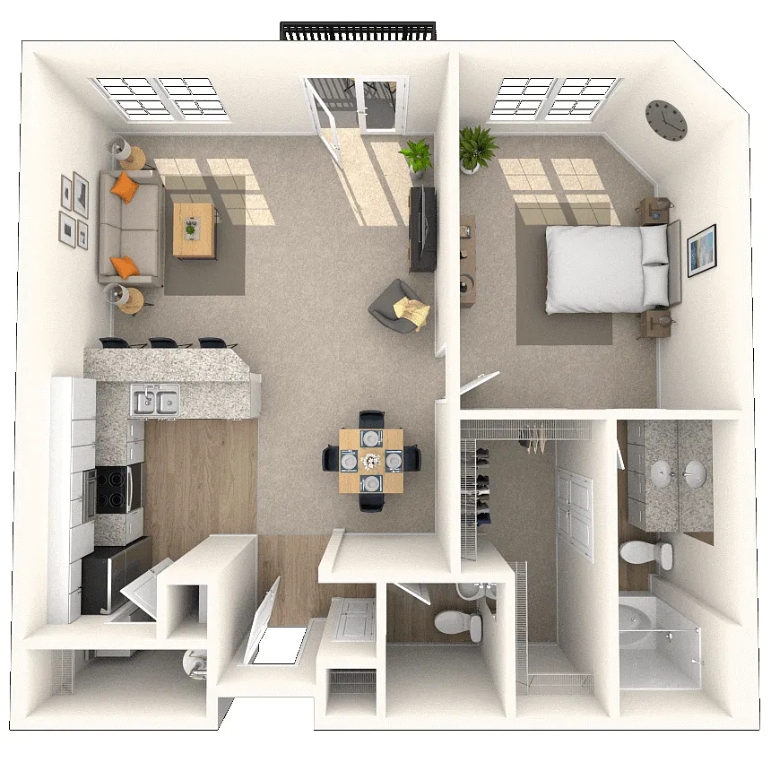Floor plan Traditional 1x1.5 862-1054 SF