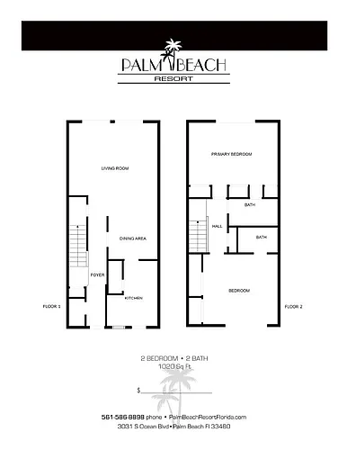 Floor plan 2 Bedroom 2 Bath Townhome