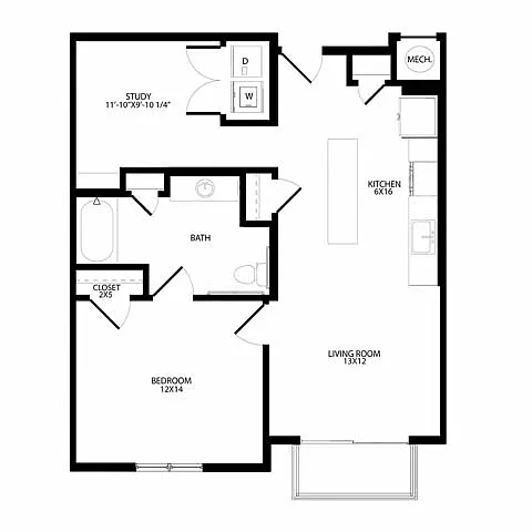 Floor plan One-Plus Bedroom (A7)