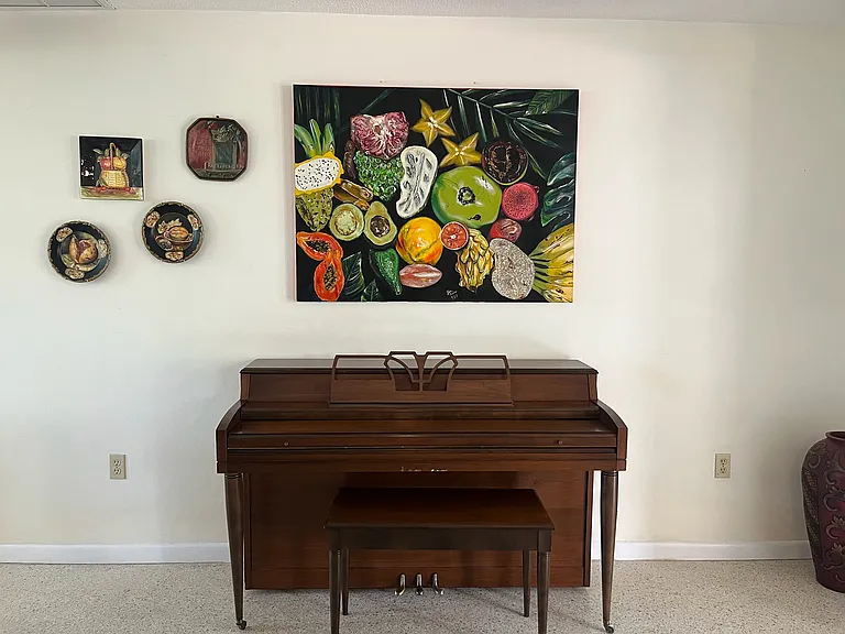 Heirloom piano in living room
