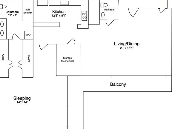 Your homes layout. Note the oversized living and sleeping areas.