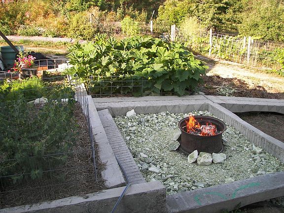 fire pit & raised beds