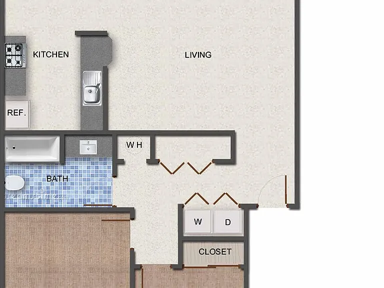 2 Bedroom, 1 Bath Floorplan 2 Bedroom, 1 Bath Floorplan