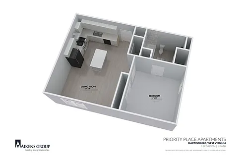 Floor plan 1 BEDROOM 1 BATH